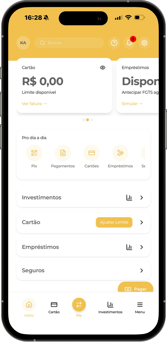 App APUS Digital - Tela inicial da conta